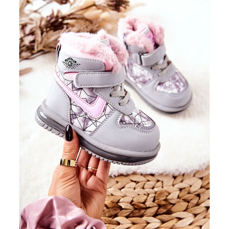 PJ2 Children's Warm Snow Boots Gray and Pink Shirinell grey 2