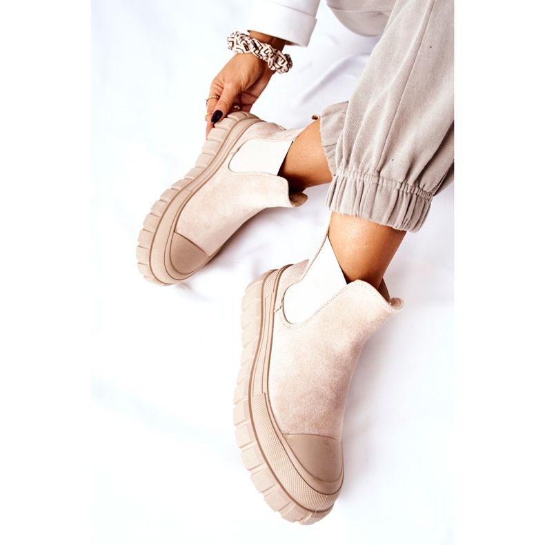 PH1 Suede Booties On A Beige Jennily Platform 1
