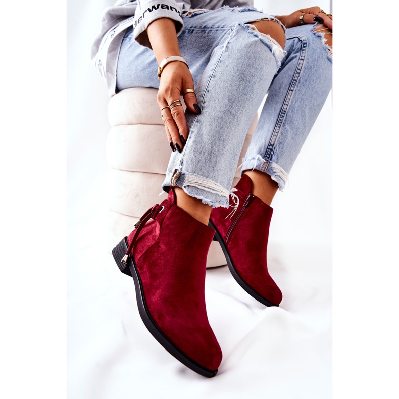 Women's boots Suede Burgundy Numbero claret red 1