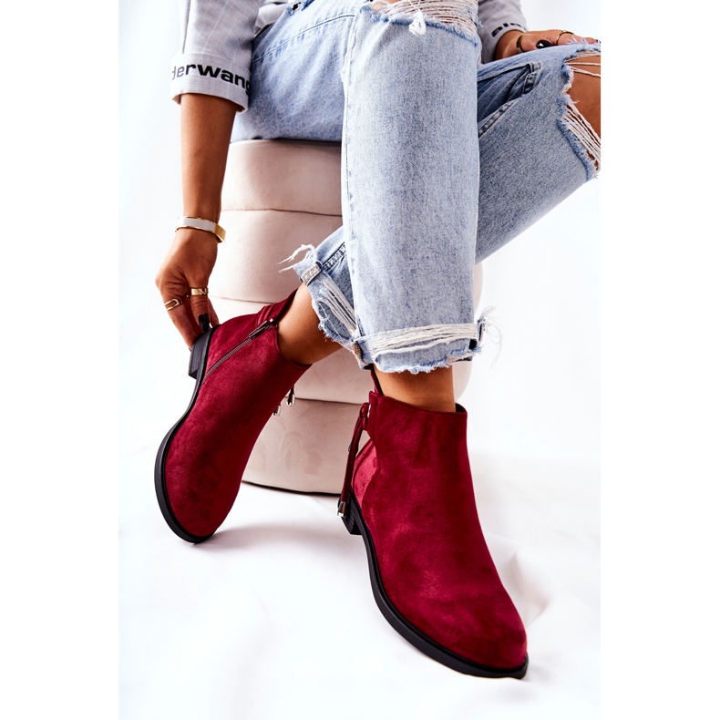 Women's boots Suede Burgundy Numbero claret red 2