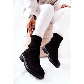 High Suede Crinkled Boots Black Trisha 1