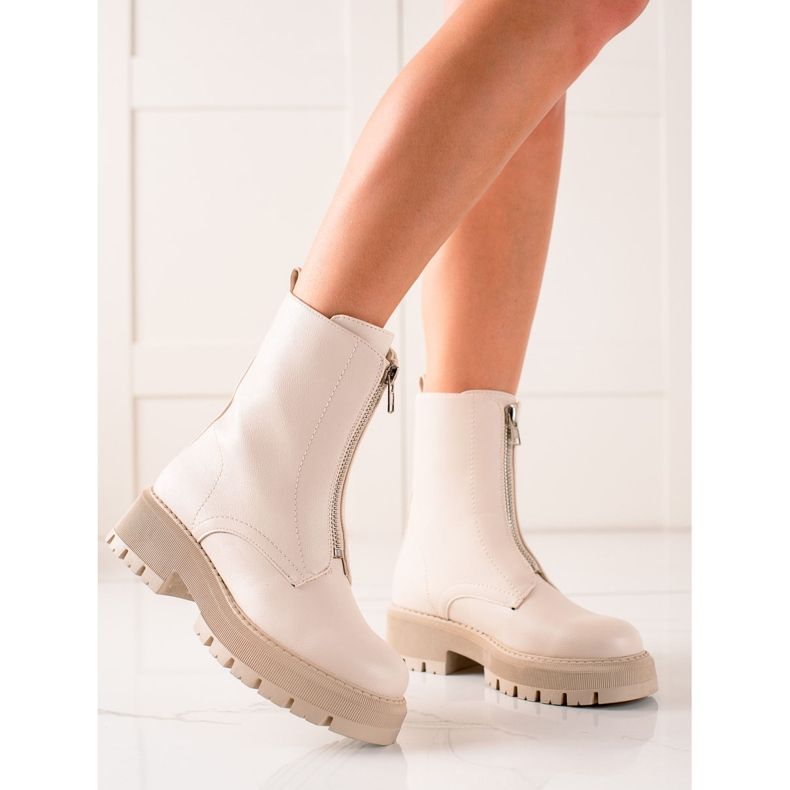 Seastar Fashionable beige boots with a zipper 2