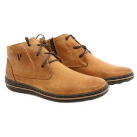 Polbut Winter boots for men, tied 339S camel beige yellow 3