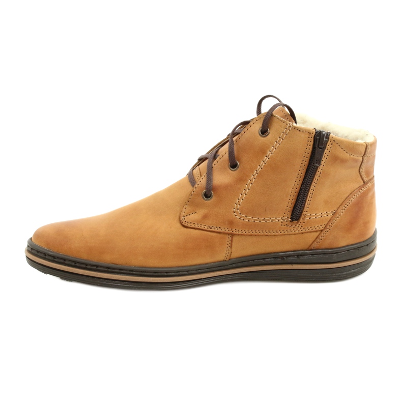 Polbut Winter boots for men, tied 339S camel beige yellow 2