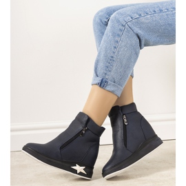 Navy blue women's boots on the Edmee wedge 1