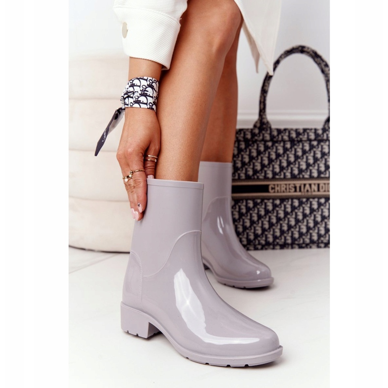 PS1 Shiny Galoshes Gray Jodhpur boots Rainy Day grey 1