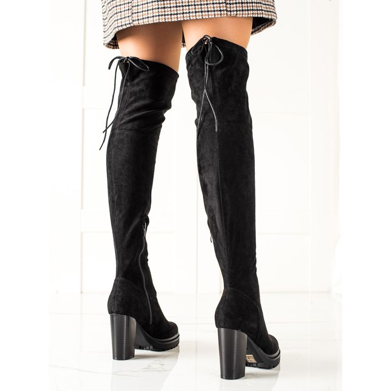 TRENDI High-heeled thigh-high boots black 1