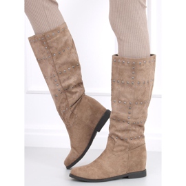 Boots on a hidden wedge Ferto Khaki beige 1