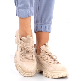 Huggy Khaki high-soled sports shoes beige 1