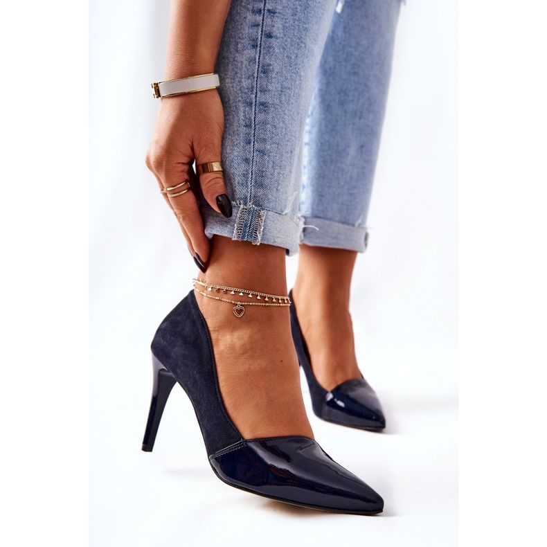 Leather Monnari 0170-013 Navy Heels navy blue 1