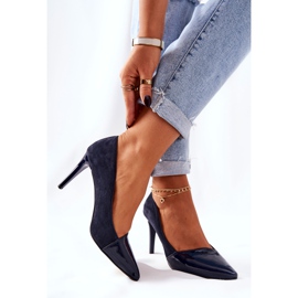 Leather Monnari 0170-013 Navy Heels navy blue 2