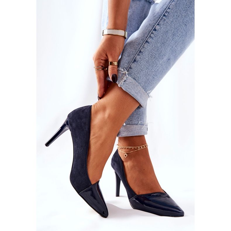 Leather Monnari 0170-013 Navy Heels navy blue 2