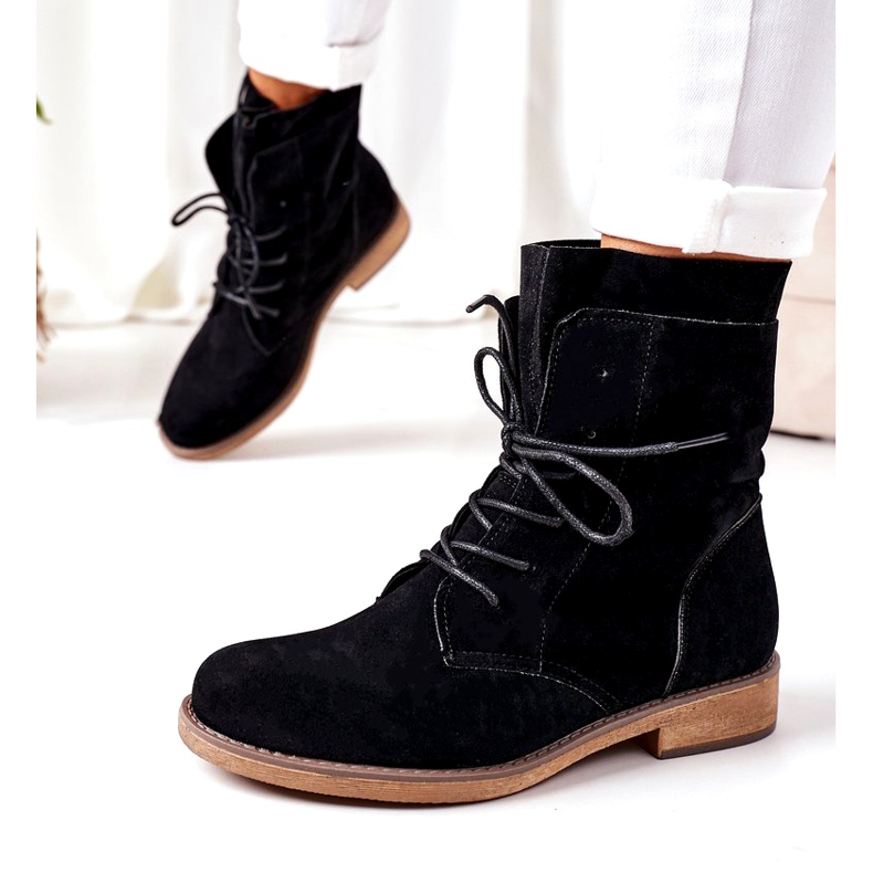 PS1 Black Violetta Black Boots With Double Uppers 1