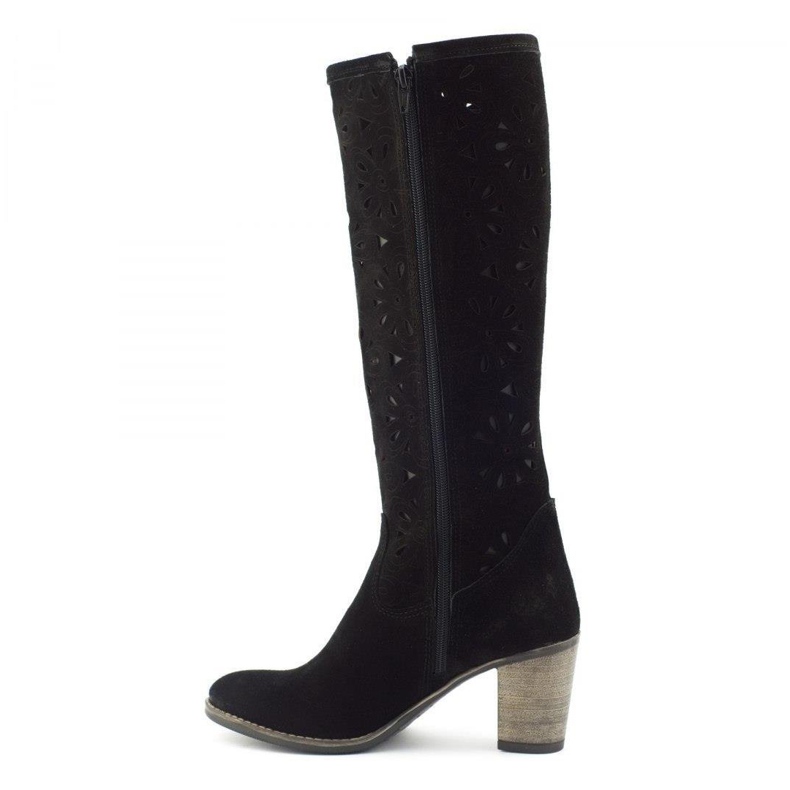 Olivier Black high-heeled openwork boots 1