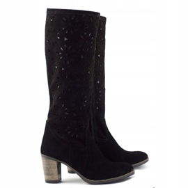 Olivier Black high-heeled openwork boots 2