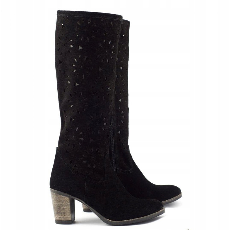 Olivier Black high-heeled openwork boots 2