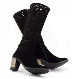 Olivier Black high-heeled openwork boots 4