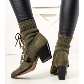 Green sock boots for women from Arenas khaki 1