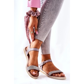 S.Barski Sandals With Cubic Zirconia S. Barski 701-18 Gray grey 2