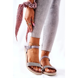 S.Barski Sandals With Cubic Zirconia S. Barski 701-18 Gray grey 1