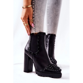 FJ1 Boots On High Heels With Rhinestones Black Lisana 1