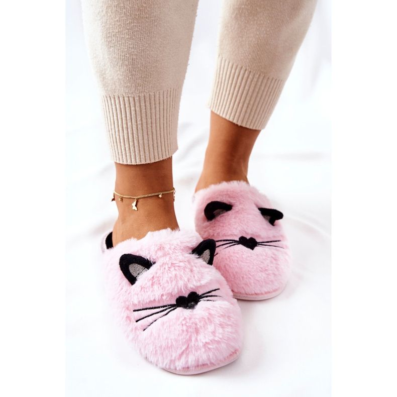 PE1 Soft Slippers Kittens With Pink Distty Ears 1