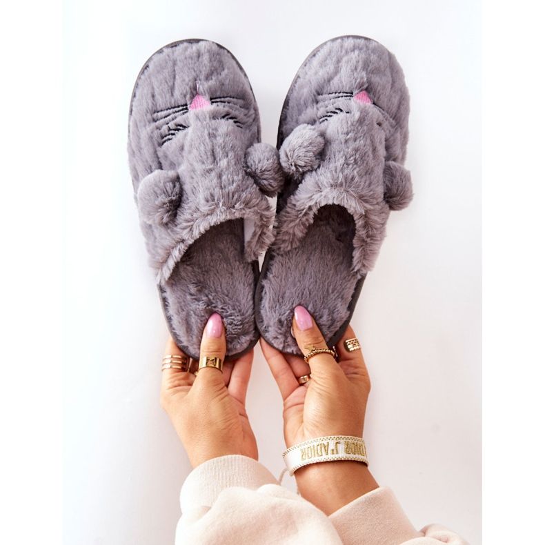 PE1 Soft Mouse Slippers With Gray Luise Ears grey 1