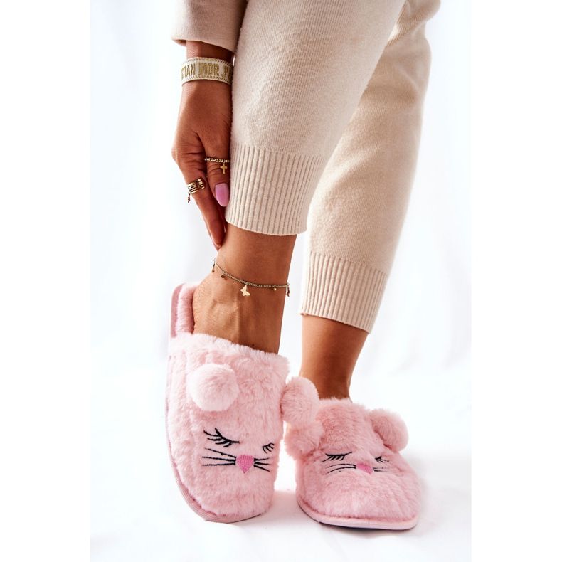 PE1 Soft Mouse Slippers With Pink Luise Ears 1