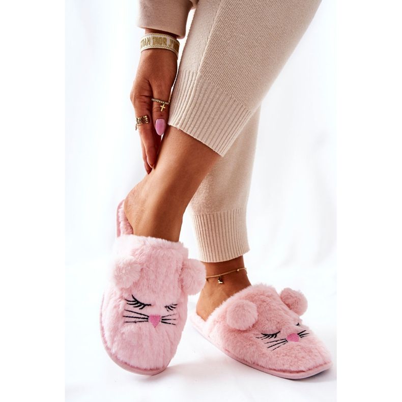 PE1 Soft Mouse Slippers With Pink Luise Ears 2