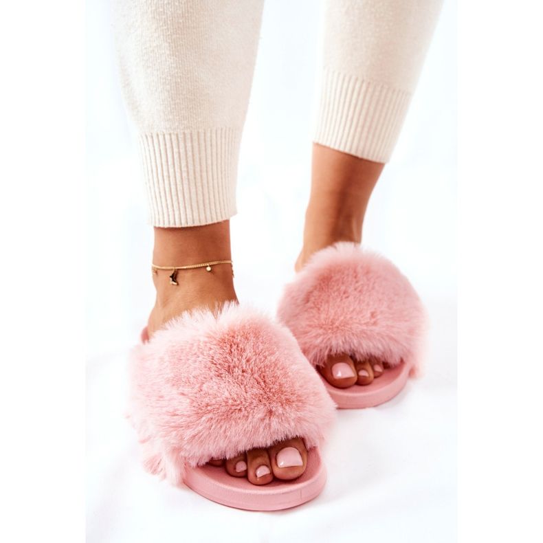 PB2 Sensitive Light Pink Rubber Slippers With Fur 2