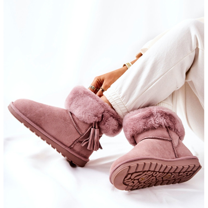 FS1 Mukluki Warm Snow Boots Fringe Pink Sorella 1