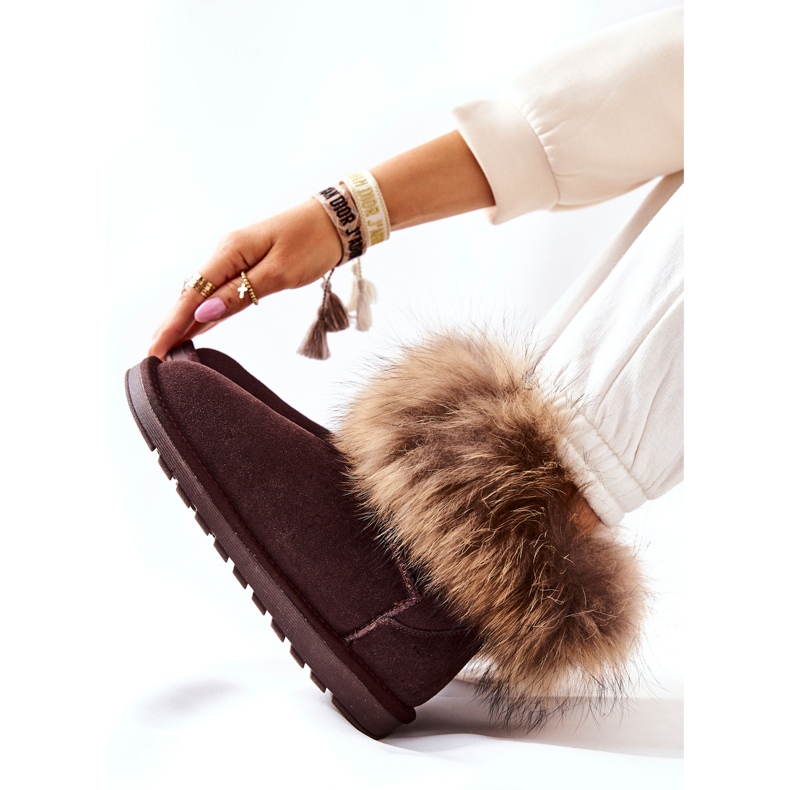 Women's Leather Mukluki With Fur Brown Alexa 2