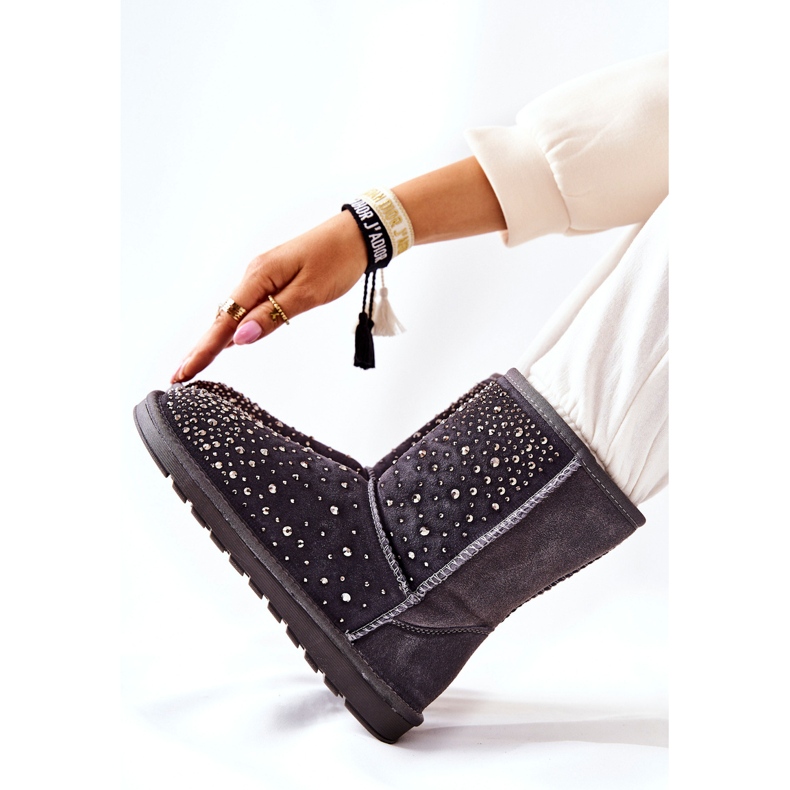 Warm Mukluki With Jets Gray Mariella silver 2