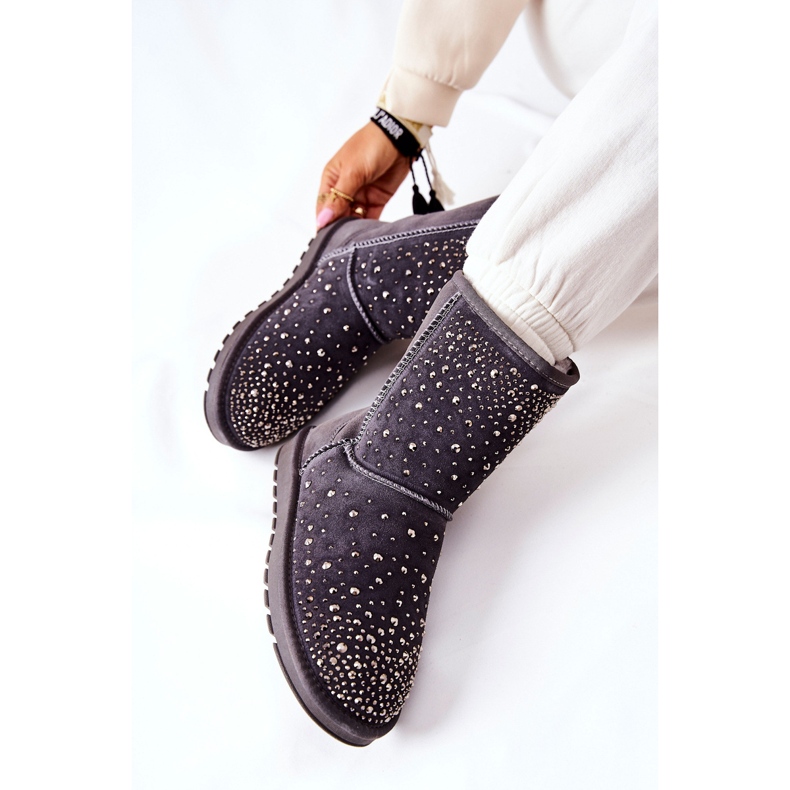 Warm Mukluki With Jets Gray Mariella silver 1