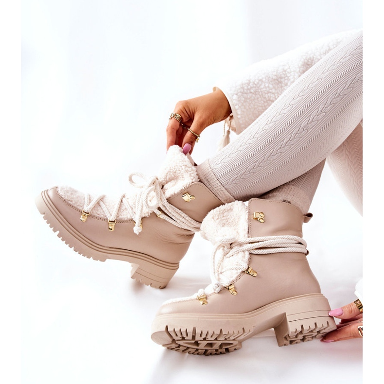 Lewski Shoes Leather Boots Trappers Tied Lewski Light beige 3116 2