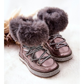 Children's Snow Boots With Fur Gray-Brown Grandis multicolored golden 2