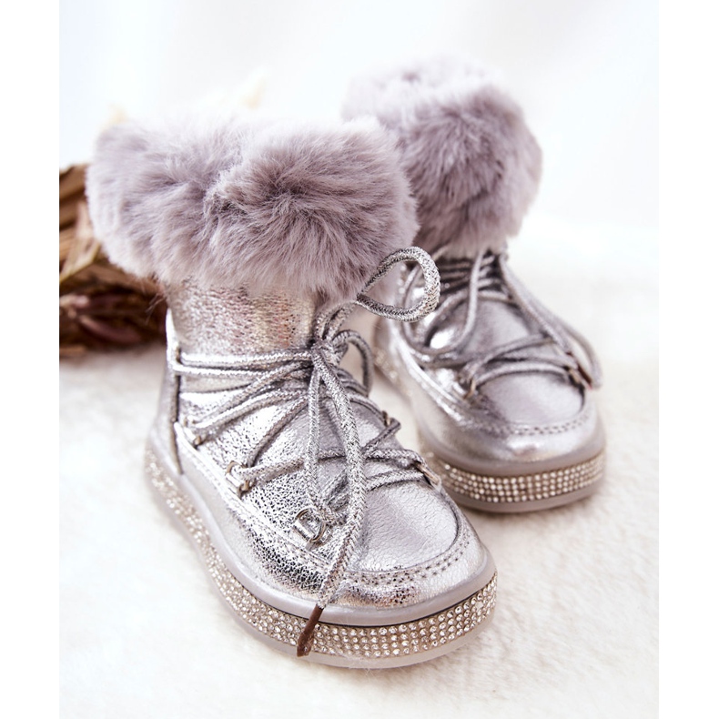 FR1 Children's Snow Boots With Fur Silver Grandis 1 FR1 Children's Snow Boots With Fur Silver Grandis 1