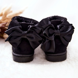 FR1 Children's Warm Snow Boots With A Bow Black Snowis 2