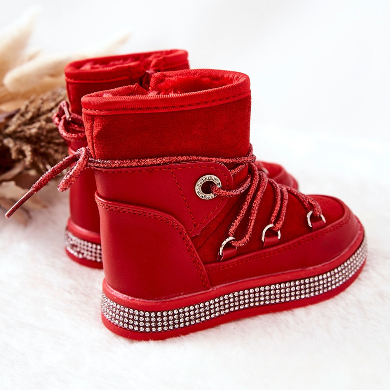 FR1 Children's Red Snow Boots With Cubic Zirconia Wellma 2