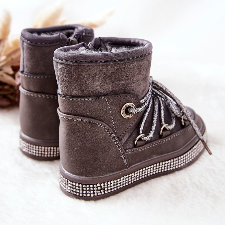 FR1 Children's Gray Snow Boots With Cubic Zirconia Wellma grey 2