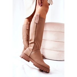 FJ1 High Leather Boots Beige Trishia 2