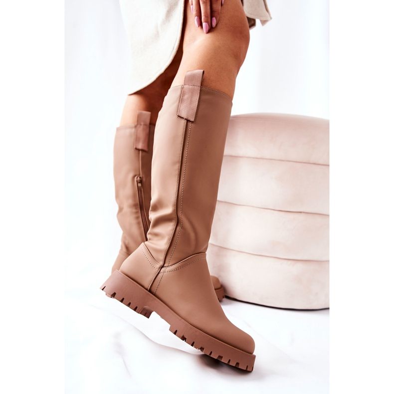 FJ1 High Leather Boots Beige Trishia 2