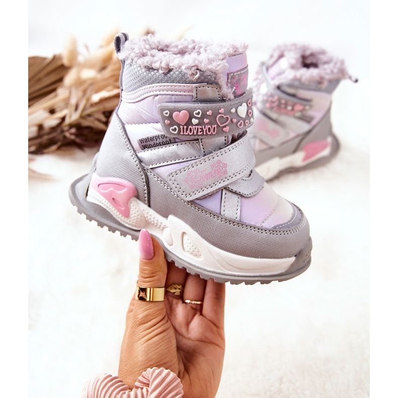 PJ2 Children's Warm Snow Boots Silver-Pink Chilly violet 2