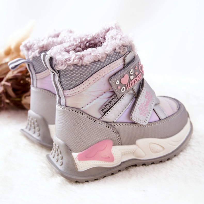 PJ2 Children's Warm Snow Boots Silver-Pink Chilly violet 1