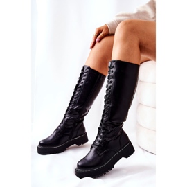 PE1 Women's High Tied Boots Black Khloe 1