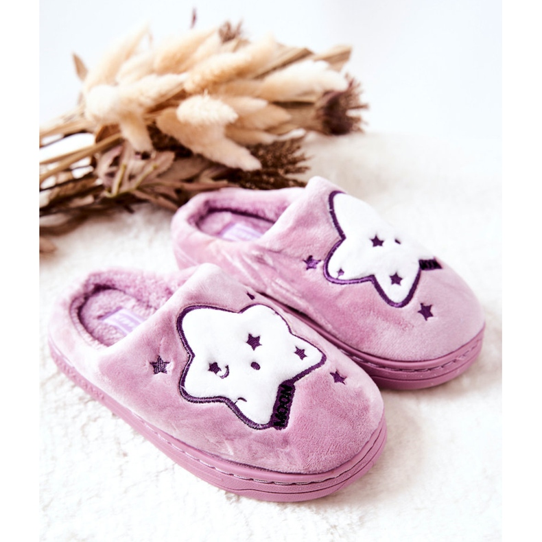 WJ1 Children's Warm Slippers Purple Nella white 1