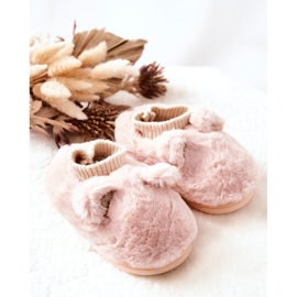 Warm Slippers With Ribbed Light pink Dessi beige 1