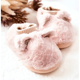 Warm Slippers With Ribbed Light pink Dessi beige 2
