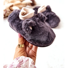 Warm Slippers With Ribbed Dark Gray Dessi grey 1