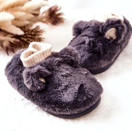 Warm Slippers With Ribbed Dark Gray Dessi grey 2
